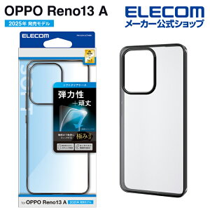 �G���R�� OPPO Reno 13A �p �\�t�g�P�[�X �T�C�h���b�L OPPOReno13A �\�t�g�P�[�X �u���b�N ELECOM PM-O251UCTMBK