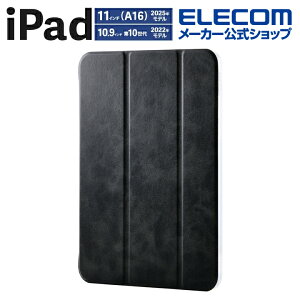 �G���R�� iPad 11�C���` (A16) �p �t���b�v�P�[�X ���^�y�� �w�ʃN���A 2�A���O�� iPad11�C���`(A16) / 10.9�C���`(��10����) �t���b�v�P�[�X �P�[�X �J�o�[ �u���b�N ELECOM TB-A25RWVBK