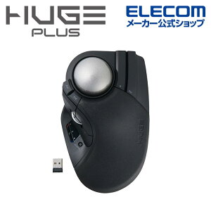 �G���R�� HUGE PLUS ���C�����X �g���b�N�{�[�� �}�E�X �L��2.4Ghz���� Bluetooth 10�{�^�� �x�A�����O 52mm�{�[�� 2�N�ۏ� �u���b�N ELECOM M-HT1MRBK