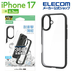 �G���R�� iPhone 17 �p TOUGH SLIM 360�x�ی� ���^���X�e�b�J�[�t iPhone17 �P�[�X �J�o�[ �u���b�N ELECOM PM-A25ATS3BK
