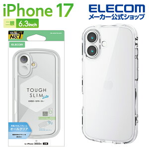 �G���R�� iPhone 17 �p TOUGH SLIM LITE �P�[�X �I�[���N���A ���^���X�e�b�J�[�t iPhone17 �P�[�X �J�o�[ �N���A ELECOM PM-A25ATSLACR