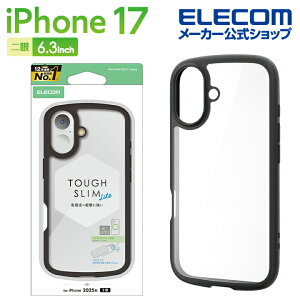 �G���R�� iPhone 17 �p TOUGH SLIM LITE �P�[�X �t���[���J���[ ���^���X�e�b�J�[�t iPhone17 �P�[�X �J�o�[ �u���b�N ELECOM PM-A25ATSLFCBK
