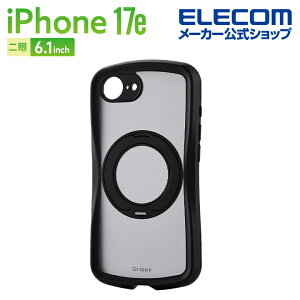 �G���R�� iPhone 17e �p Grippy �n�C�u���b�h�P�[�X �t���[���J���[ �Ɍ� MAGKEEP �X�^���h iPhone17e �P�[�X �J�o�[ �u���b�N ELECOM PM-A25SGRSTKMBK