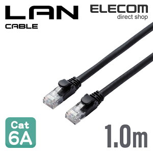 �G���R�� Cat6A���� LAN�P�[�u�� �����P�[�u�� �C���^�[�l�b�g�P�[�u�� �P�[�u�� cat6 A�Ή� �X�^���_�[�h 1m �u���b�N ELECOM LD-GPA/BK1