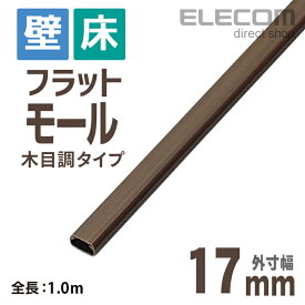 エレコム フラットモール 壁/床用 ケーブルカバー 配線カバー 配線モール 木目調 ブラウン 1m 幅17mm LD-GAF1/WD