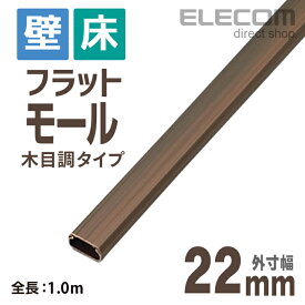 エレコム フラットモール 壁/床用 ケーブルカバー 配線カバー 配線モール 木目調 ブラウン 1m 幅22mm LD-GAF2/WD