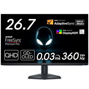 Dell AW2725DF 27C` L@EL Alienware Q[~Oj^[(3NԖP_ۏ/QHD/QD-OLED/DP1.4×2,HDMI×1/DCI-P3 99.3%