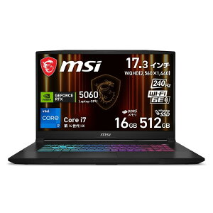 MSI �Q�[�~���O�m�[�gPC Katana 17 HX B14W GeForce RTX 5060 Core i7 14650HX 17.3�C���` ������ 16GB SSD 512GB