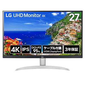 LG ���j�^�[ �f�B�X�v���C 27UP600K-W 27�C���`/4K(3840×2160)/IPS/DCI-P3 95%/��10.7���F�\��(8bit+FRC)/DisplayHDR