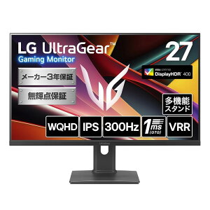 LG �Q�[�~���O ���j�^�[ 27G64NA-B 27�C���`/WQHD@300Hz/IPS 1ms/HDR400/HDMI�ADP/���@�\�X�^���h