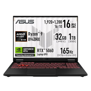 ASUS �Q�[�~���O�m�[�gPC TUF Gaming A16 FA608PM 16�C���` RTX 5060 AMD Ryzen 9 8940HX ������ 32GB SSD 1TB