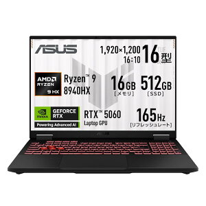 ASUS �Q�[�~���O�m�[�gPC TUF Gaming A16 FA608PM 16�C���` RTX 5060 AMD Ryzen 9 8940HX ������ 16GB SSD 512GB