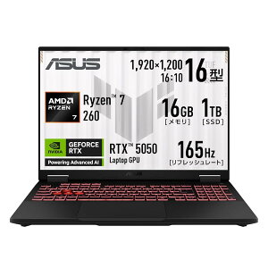 ASUS �Q�[�~���O�m�[�gPC TUF Gaming A16 FA608UH 16�C���` RTX 5050 AMD Ryzen 7 260 ������ 16GB SSD 1TB ���t���b�V�����[�g