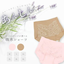 吸水ショーツ 豊富なサイズ展開からぴったりが選べる！失禁ショーツ 尿漏れパンツ 女性用 軽失禁 レディース 吸水 抗菌防臭 消臭 綿95%コットン ゴムなし 安心パンツ【送料無料】