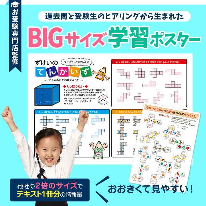 楽天市場】【お受験教材】ずけいのてんかいずポスター 図形の展開図 