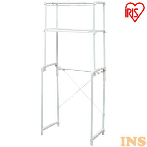 ランドリーラック 防水パン おしゃれ 洗面所 伸縮 2段 LR-16P 洗濯機ラック ラック 洗濯機収納 洗濯ラック 収納 ランドリー収納 収納棚 洗濯機 洗濯 洗濯物 脱衣所 洗面所 洗剤 台 アイリスオー