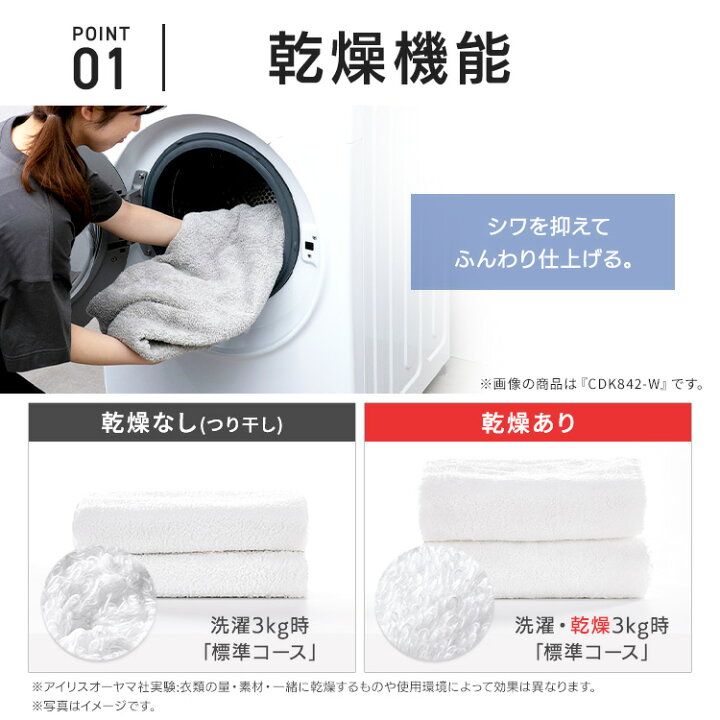 楽天市場】ドラム式洗濯機 8kg 洗濯乾燥機 乾燥機能付 アイリス 