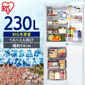 [P5倍★3日20:00-11日9:59]冷蔵庫 一人暮らし スリム 2ドア 新生活 単身 静音 右開き ファン式 自動霜取り 霜取り不要 大容量 省スペース 冷凍冷蔵庫 230L ホワイト アイリスオーヤマ IRSN-23B-W【送料無料】【設置無料】【HS】