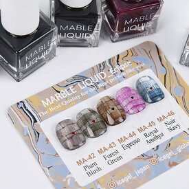 【最大3％OFF】 アイスジェル ICE GEL マーブルリキッド エクリプス 5ml 【5色からご選択】 MA-42からMA-46 カラーインク ニュアンス たらしこみ くすみカラー 絵の具 落ち着いた秋色 チェック柄 秋冬アート ジェルネイル グリーン ネイビー ネイル 新品 送料無料