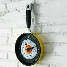 【最大3％OFF】 目玉焼き風 フライパン 壁時計 ウォールクロック イエロー DIY ウォールクロック 時計 壁掛け時計 ウォールクロック 新品 送料無料
