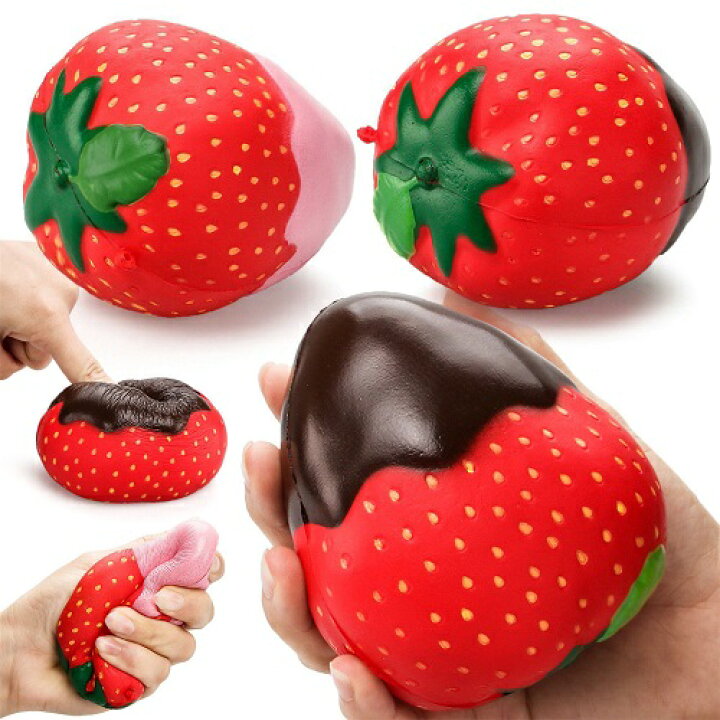 楽天市場 スクイーズ チョコイチゴ 茶 ピンク 低反発 ぬいぐるみ おもちゃ ストロベリーチョコレート フルーツ かわいい 握る ストレス解消 もちもち いちご 新品 送料無料 Lエル