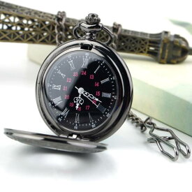 【最大3％OFF】 懐中時計 ブラック クォーツ アナログ時計 ブラック ローマ数字 新品 送料無料