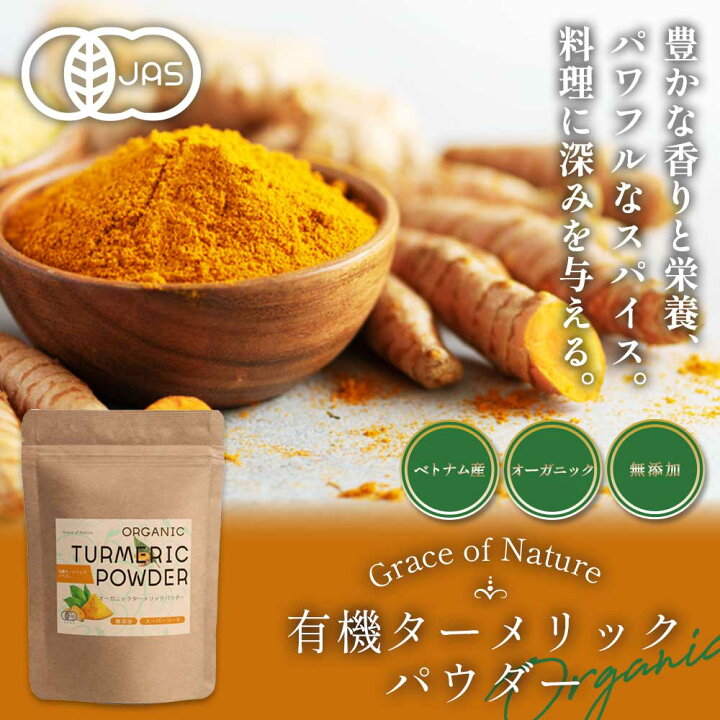 楽天市場】ターメリック パウダー 100g 有機JAS認証 ベトナム産 ウコン 
