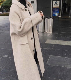 2点で7%OFFクーポン レディース 韓国ファッション アウター コート ロング丈 ゆったり 暖かい 長袖 無地 冬 カジュアル シンプル 大人可愛い オフコーデ フェミニン 通勤 通学 お出かけ デート デイリー ピンク ベージュ XS S M L XL