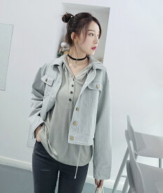 2点で7%OFFクーポン レディース 韓国ファッション シャツジャケット ボタン アウター 普段着 ロングスリーブ オフコーデ OFF クール 上品 大人かわいい フォーマル カーキ グレー S M サイズ