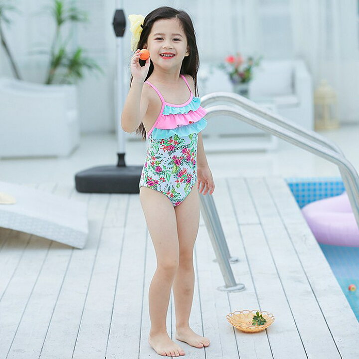 楽天市場 キッズ 女の子 水着 ワンピース 花柄 フリル スカート 花柄 ビキニ ガーリー 海 プール 水泳 スイミング スイムウェア 水遊び 海水浴 夏休み 旅行 可愛い 子供用 女児 ジュニア ピンク 100 110 115 1 130 サイズ ショップエルネフ