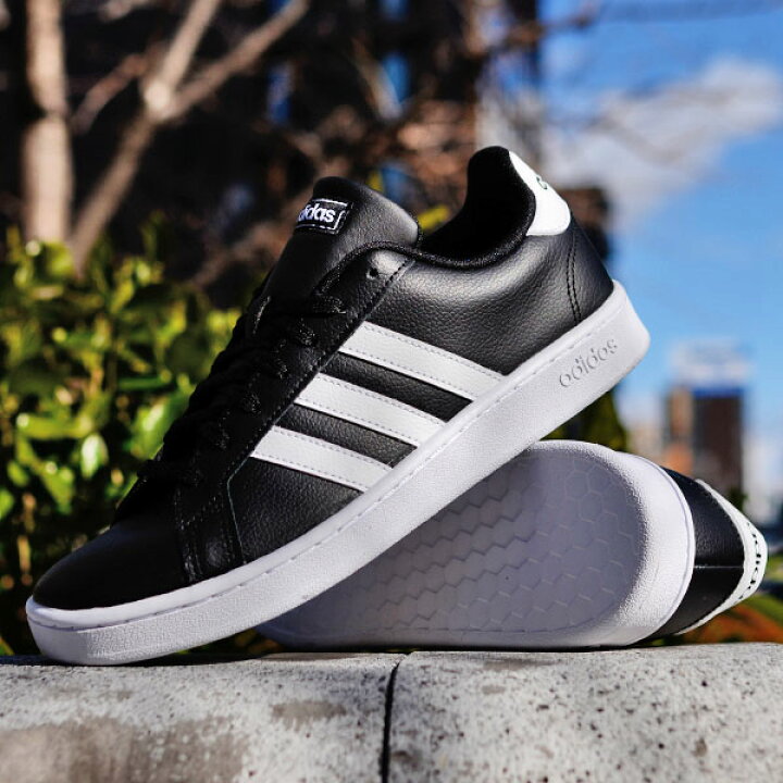 楽天市場 送料無料 本革 レザー スニーカー アディダス Adidas Grandcourt Lea U メンズ レディース グランドコート カジュアル シューズ 靴 F F エレファント靴店