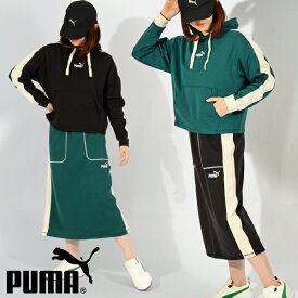 30%off 送料無料 プーマ レディース スウェット パーカー ロングスカート 上下セット PUMA CORE HERITAGE フーディースウェット ロング タイト スカート プルオーバー 上下組 セットアップ 2023秋冬新作 677689 677694