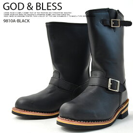 送料無料 ロング エンジニアブーツ God＆Bless ゴッドブレス レディース FAKE LEATHER ENGINEER BOOTS ロングブーツ ロング丈 ブーツ黒 ブラック 9810