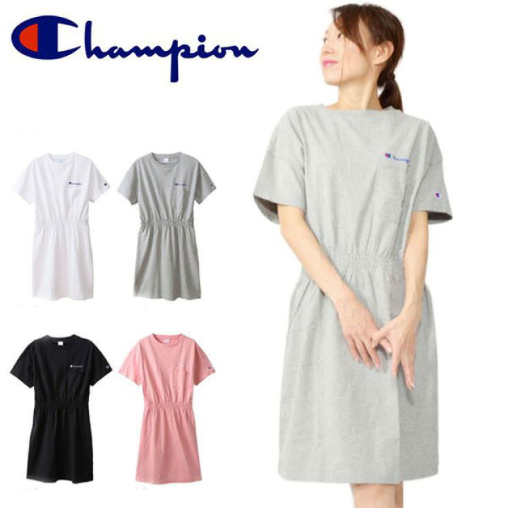 楽天市場 送料無料 ワンピース チャンピオン Champion レディース Onepiece 半袖 胸ポケット クルーネック スポーツ カジュアル Off Cw P309 エレファント靴店