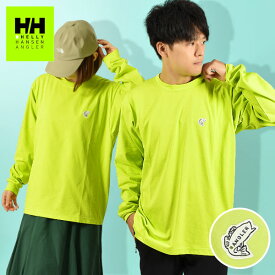 送料無料 魚ワッペン ヘリーハンセン 長袖Tシャツ ロンT 生地厚 メンズ レディース HELLY HANSEN L/S HHAngler Tee HHアングラー ワイドシルエット オーバーサイズ ルーズフィット ロゴティー 釣り バス フィッシング HG32263