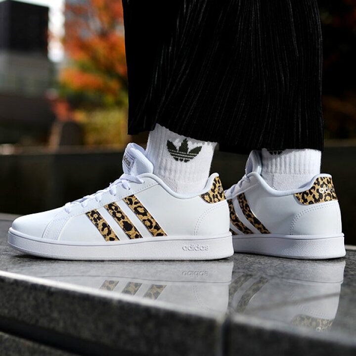 楽天市場 送料無料 ヒョウ柄 アディダス スニーカー Adidas レディース Grandcourt K グランドコート レオパード ローカット カジュアル シューズ 靴 ホワイト 白 Fz3510 エレファントｓｐｏｒｔｓ