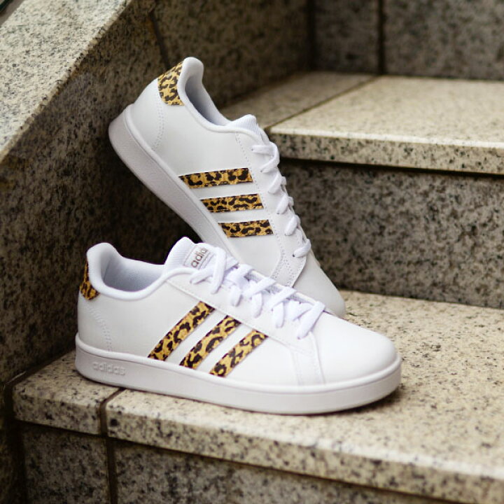楽天市場 送料無料 ヒョウ柄 アディダス スニーカー Adidas レディース Grandcourt K グランドコート レオパード ローカット カジュアル シューズ 靴 ホワイト 白 Fz3510 エレファントｓｐｏｒｔｓ