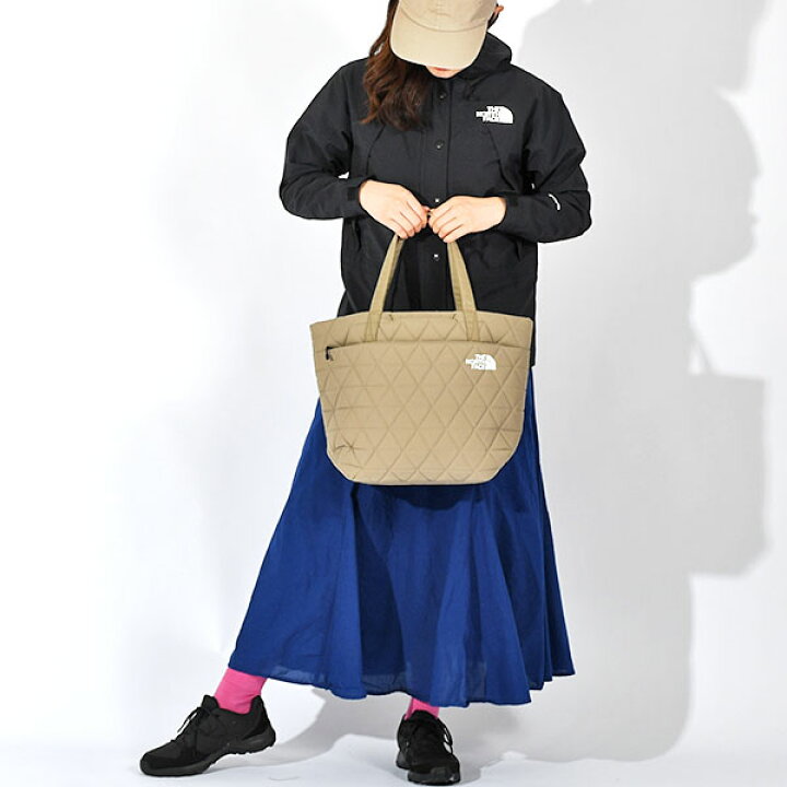 動画あり 送料無料 ノースフェイス トートバッグ レディース キルティング THE NORTH FACE Geoface Tote ジオ フェイストート 15L 手提げ かばん ブラック 黒 NM32352 エレファント