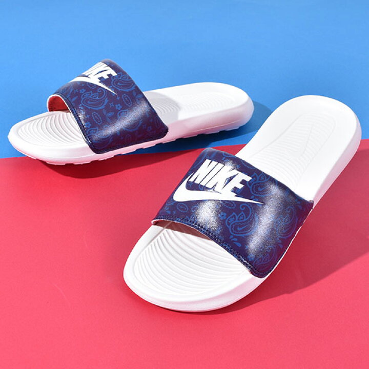 楽天市場 送料無料 ペイズリー柄 ナイキ スポーツサンダル メンズ レディース Nike Victori スライド プリント ビーチサンダル シャワーサンダル ビーサン スポサン シューズ 靴 ホワイトブルー Cn9678 403 22夏新作 エレファントｓｐｏｒｔｓ