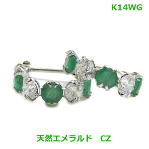 【送料無料】K14WGエメラルドCZフープピアス■486519-150