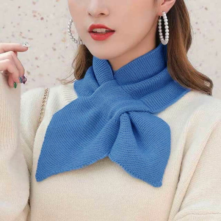 楽天市場】 リボン 通すだけ ふんわり 襟巻き ニット ミニマフラー  