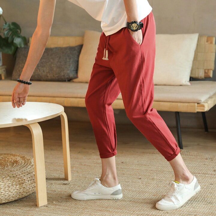 サルエルパンツ メンズ ゆったり クロッ クロップドパンツ ジョガーパンツ リネンパンツ 七分丈 ブランド激安セール会場 クロップドパンツ