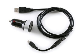 【R-DC-014】 ガーミン(GARMIN) ポータブルナビ USBソケット付き シガー電源アダプター 代用品（12V・24V車使用可能 MINIUSBタイプ）