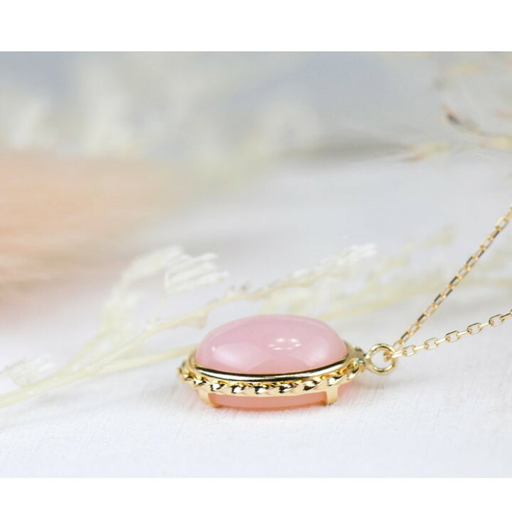 楽天市場】K18YG ネックレス ピンクオパール 1.7ct あずきチェーン 
