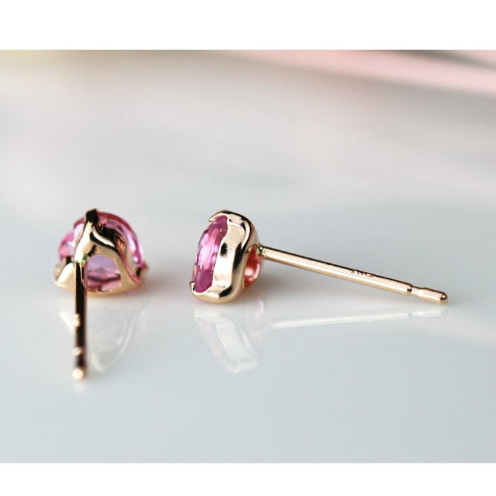 楽天市場】K18 ピンクサファイア 0.5ct ピアスピンク ハート 天然石 一 