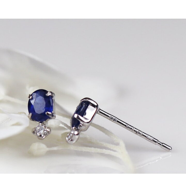 楽天市場】K18 ピアス ダイヤモンド 0.04ct サファイア 0.4ct 天然石 4  