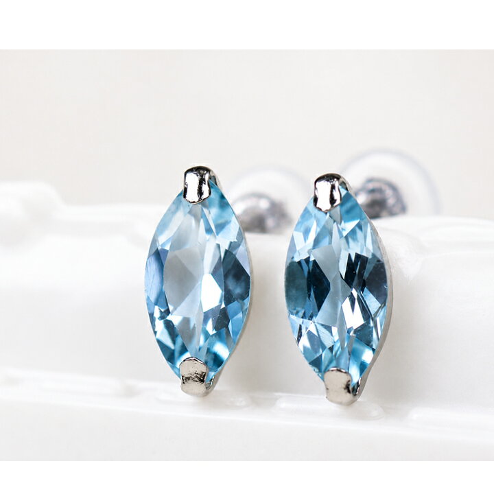 楽天市場】Pt900 ピアス アクアマリン 0.6ct 一粒ピアス マーキス 