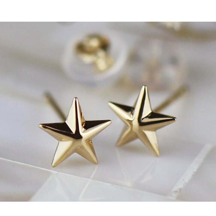 楽天市場】18金 ピアス 星 ゴールドピアス 金属アレルギー対応 つけっ 