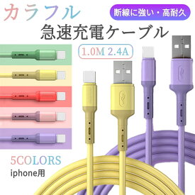 2.4A iPhone 急速充電ケーブル 1.0m データ転送 高速 充電 液体シリコン 急速 充電器 高速データ転送 ケーブル 丈夫 断線しにくい耐久性 凍結防止 難熱性 apple アップル iPhone iPhone14 iPhone14Pro