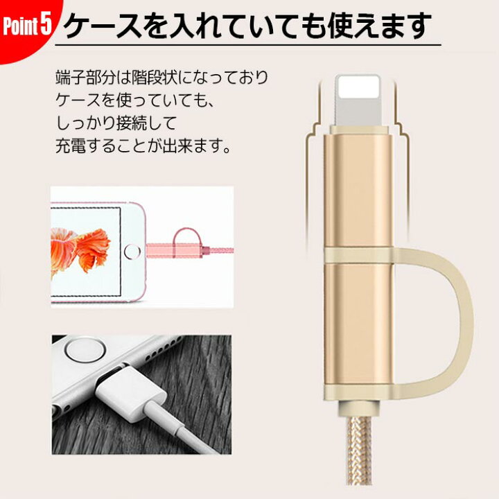 楽天市場】【全品8%割引券+P2倍】iPhone Android 2way USB 充電 
